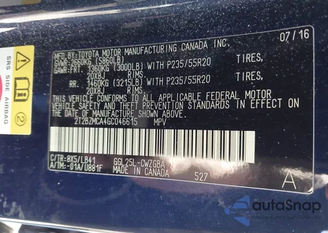 2016 Lexus Rx 350 F Sport from USA, damaged, VIN 2T2BZMCA4GC046615